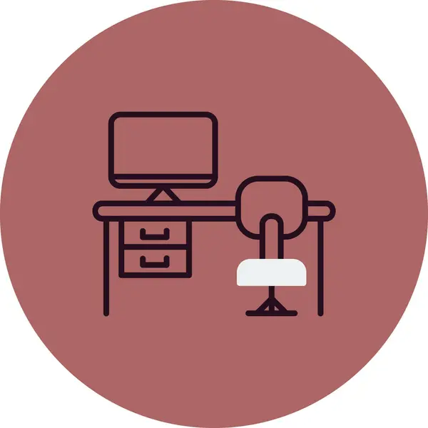 Vector Illustration Office Table Desktop Computer Workplace —  Vetores de Stock