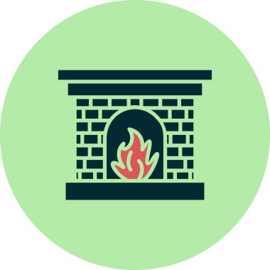 Şömine. Web simgesi basit illüstrasyon 