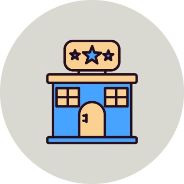 Otelde. Web simgesi basit illüstrasyon 