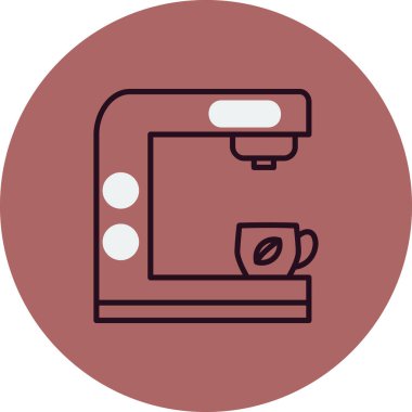  Kahve makinesi simgesi, vektör illüstrasyonu