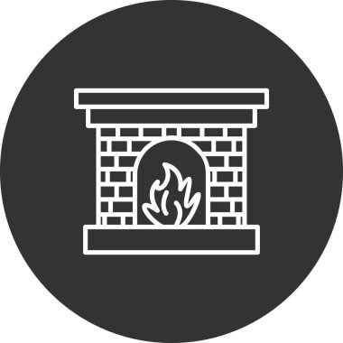 Şömine. Web simgesi basit illüstrasyon 