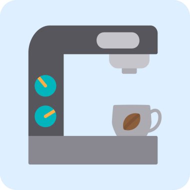  Kahve makinesi simgesi, vektör illüstrasyonu