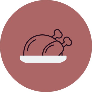 Yemek ikonunun vektör çizimi, ızgara tavuk. 