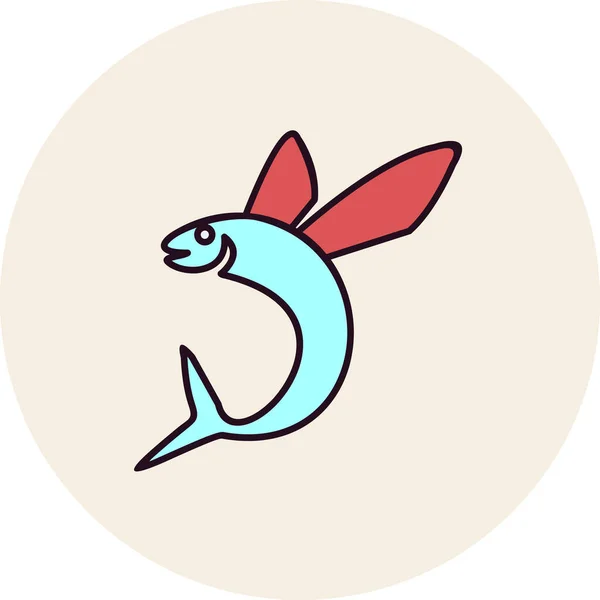 Fliegender Fisch Icon Vektor Illustration — Stockvektor