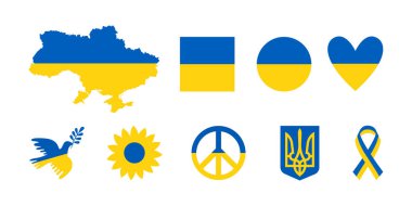 Ukrayna 'nın ulusal sembolleriyle sarı ve mavi renklerle ayarlandı. 