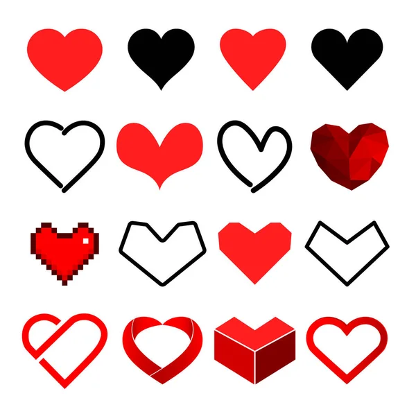 Collection Element Cute Heart Icon Symbol Set Simple Vektorillustration Verschiedene — Stockvektor