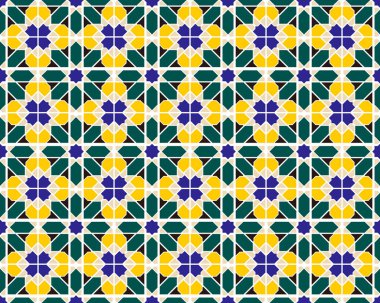 İllüstrasyon klasik yamasız mozaik mozaik antika model vektör arka planı. Geleneksel dekoratif geometrik dekoratif seramik iç mimari banyo, tuvalet, mutfak dekoratifi için uygun.