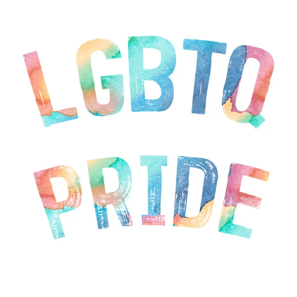 虹色の水彩画白を基調としたLgbtqの誇り パレードだ レズビアン バイト トランス クィア 同じセックス愛 — ストック写真