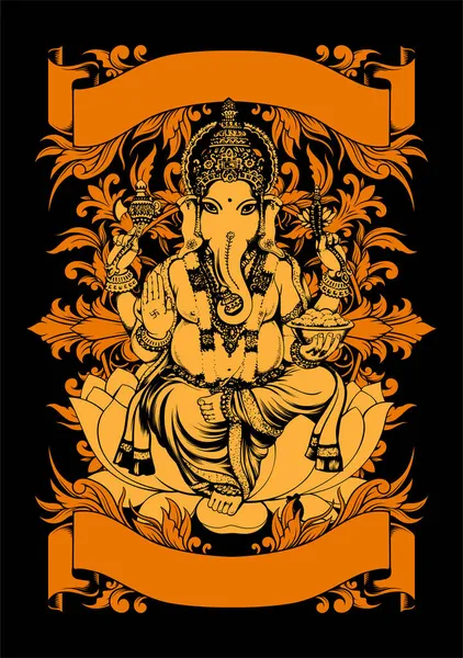 Ganesha Çiçek Çizimi — Stok Vektör
