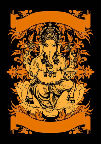 Ganesha Flores Ilustración — Vector de stock