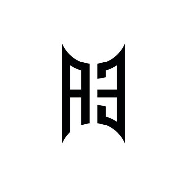 AE Monogram geometrik şekil şablonu. İzole edilmiş arkaplanda ilk tasarım vektörü