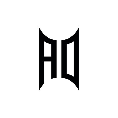 AO Monogram geometrik şekil şablonu. İzole edilmiş arkaplanda ilk tasarım vektörü