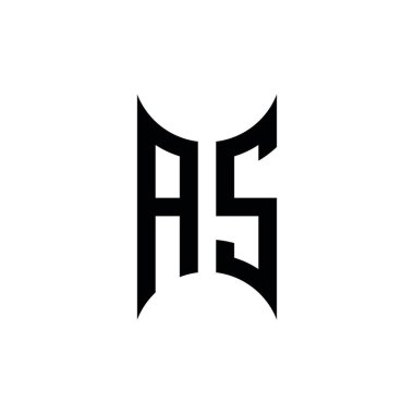 AS Monogram geometrik biçim şablonu. İzole edilmiş arkaplanda ilk tasarım vektörü