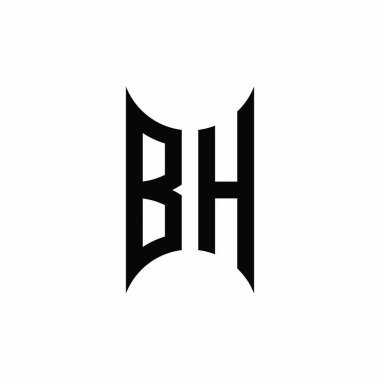 BH Monogram geometrik şekil şablonu. İzole edilmiş arkaplanda ilk tasarım vektörü