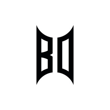 BO Monogram geometrik şekil şablonu. İzole edilmiş arkaplanda ilk tasarım vektörü