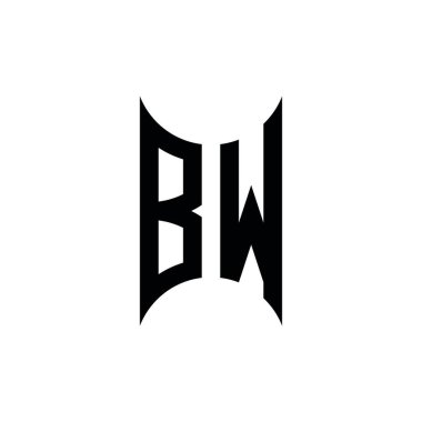 BW Monogram geometrik şekil şablonu. İzole edilmiş arkaplanda ilk tasarım vektörü