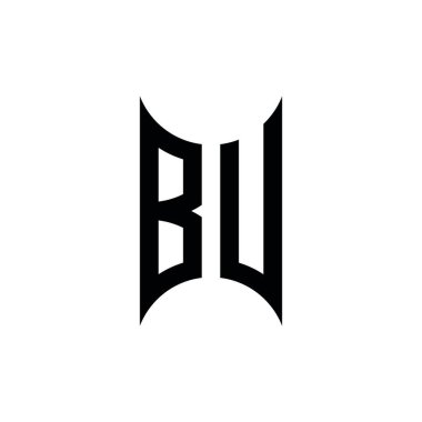 BU Monogram geometrik şekil şablonu. İzole edilmiş arkaplanda ilk tasarım vektörü