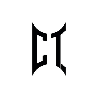 CT Monogram geometrik şekil şablonu. İzole edilmiş arkaplanda ilk tasarım vektörü