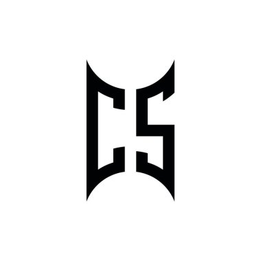 CS Monogram geometrik biçim şablonu. İzole edilmiş arkaplanda ilk tasarım vektörü
