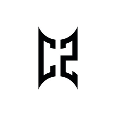 CZ Monogram geometrik şekil şablonu. İzole edilmiş arkaplanda ilk tasarım vektörü