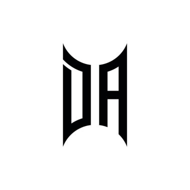 DA Monogram geometrik biçim şablonu. İzole edilmiş arkaplanda ilk tasarım vektörü