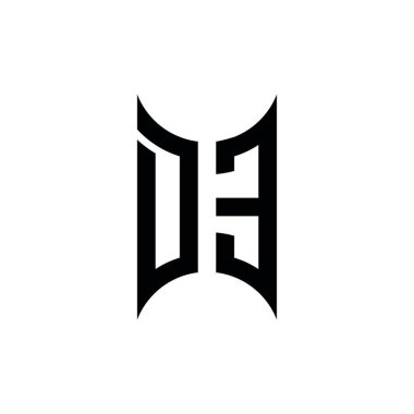 DE Monogram geometrik biçim şablonu. İzole edilmiş arkaplanda ilk tasarım vektörü