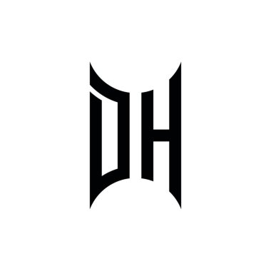 DH Monogram geometrik şekil şablonu. İzole edilmiş arkaplanda ilk tasarım vektörü