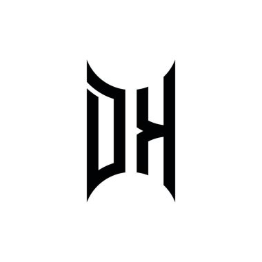 DK Monogram geometrik biçim şablonu. İzole edilmiş arkaplanda ilk tasarım vektörü