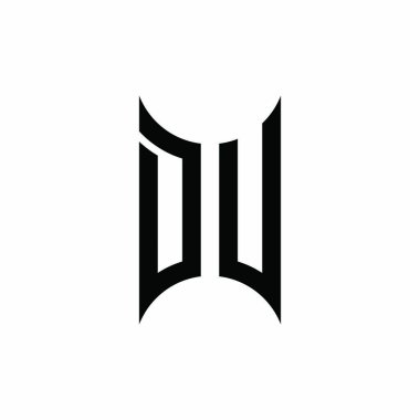 DU Monogram geometrik şekil şablonu. İzole edilmiş arkaplanda ilk tasarım vektörü