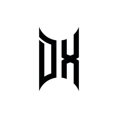 DX Monogram geometrik şekil şablonu. İzole edilmiş arkaplanda ilk tasarım vektörü