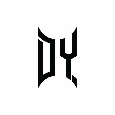 DY Monogram geometrik şekil şablonu. İzole edilmiş arkaplanda ilk tasarım vektörü