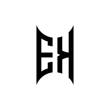 EK Monogram geometrik biçim şablonu. İzole edilmiş arkaplanda ilk tasarım vektörü