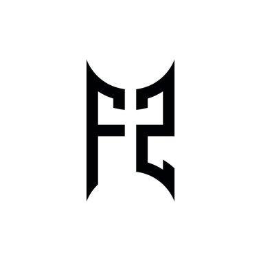 FZ Monogram geometrik şekil şablonu. İzole edilmiş arkaplanda ilk tasarım vektörü