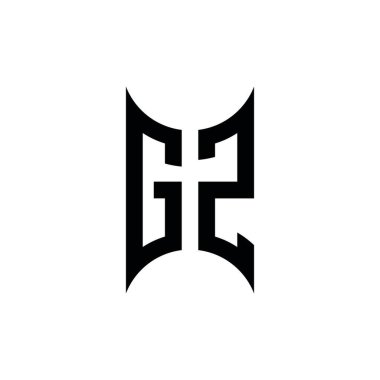 GZ Monogram geometrik şekil şablonu. İzole edilmiş arkaplanda ilk tasarım vektörü