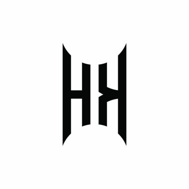 HK Monogram geometrik biçim şablonu. İzole edilmiş arkaplanda ilk tasarım vektörü