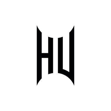 HU Monogram geometrik şekil şablonu. İzole edilmiş arkaplanda ilk tasarım vektörü