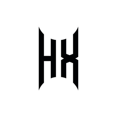 HX Monogram geometrik şekil şablonu. İzole edilmiş arkaplanda ilk tasarım vektörü