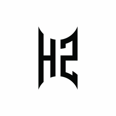 HZ Monogram geometrik şekil şablonu. İzole edilmiş arkaplanda ilk tasarım vektörü