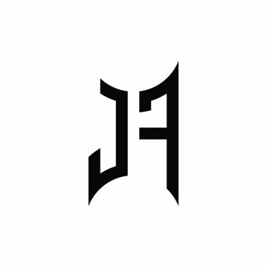 JF Monogram geometrik şekil şablonu. İzole edilmiş arkaplanda ilk tasarım vektörü