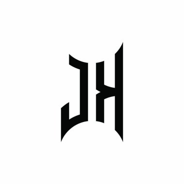 JK Monogram geometrik biçim şablonu. İzole edilmiş arkaplanda ilk tasarım vektörü