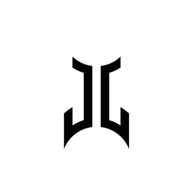 JJ Monogram geometrik şekil şablonu. İzole edilmiş arkaplanda ilk tasarım vektörü