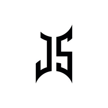 JS Monogram geometrik şekil şablonu. İzole edilmiş arkaplanda ilk tasarım vektörü