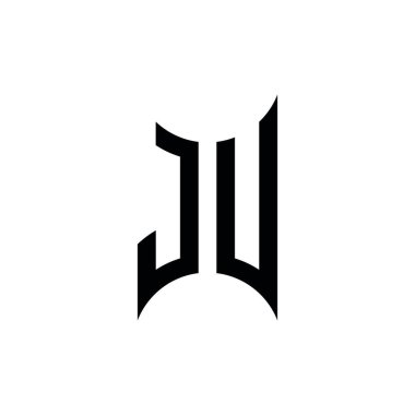 JU Monogram geometrik şekil şablonu. İzole edilmiş arkaplanda ilk tasarım vektörü