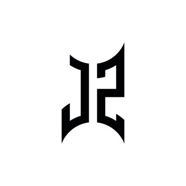 JZ Monogram geometrik şekil şablonu. İzole edilmiş arkaplanda ilk tasarım vektörü