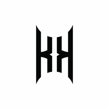 KK Monogram geometrik biçim şablonu. İzole edilmiş arkaplanda ilk tasarım vektörü