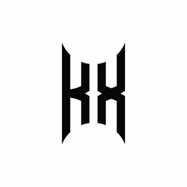 KX Monogram geometrik biçim şablonu. İzole edilmiş arkaplanda ilk tasarım vektörü