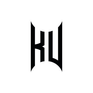 KU Monogram geometrik biçim şablonu. İzole edilmiş arkaplanda ilk tasarım vektörü