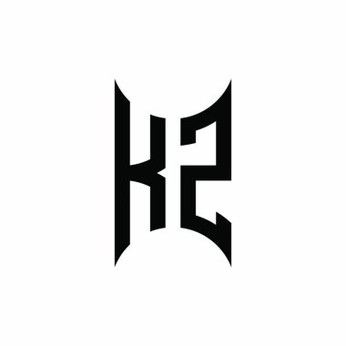 KZ Monogram geometrik biçim şablonu. İzole edilmiş arkaplanda ilk tasarım vektörü
