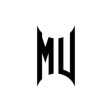 MU Monogram geometrik şekil şablonu. İzole edilmiş arkaplanda ilk tasarım vektörü