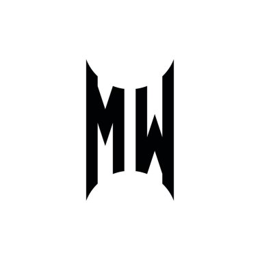 MW Monogram geometrik şekil şablonu. İzole edilmiş arkaplanda ilk tasarım vektörü